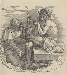 Sorgernas man hånad av en soldat, frontispice till den stora passionen,.n.d., n.d.. av Albrecht Dürer