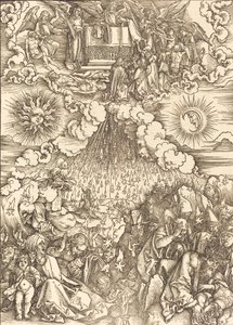Öppnandet av det femte och sjätte inseglet, 1498. av Albrecht Dürer