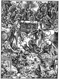 Öppnandet av det sjunde inseglet, De sju änglarna med trumpeterna, 1498, 1936 av Albrecht Dürer