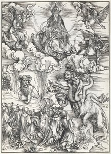 Det sjuhövdade odjuret och odjuret med lammets horn av Albrecht Dürer