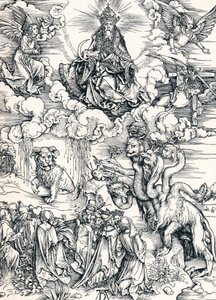 Det sjuhövdade odjuret och odjuret med lammshorn, 1498 1906. av Albrecht Dürer