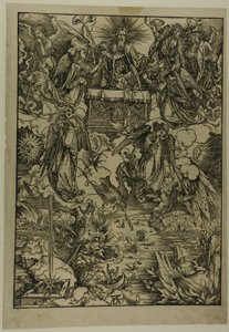 De sju trumpeterna, från Apokalypsen av Albrecht Dürer