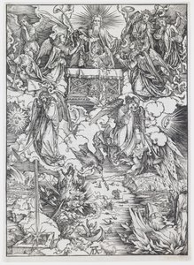 De sju trumpeterna, från "The Apocalypse" av Albrecht Dürer