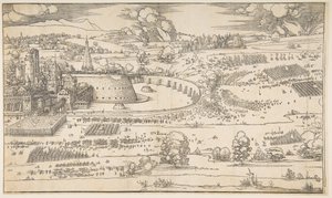 Belägringen av en fästning.n.d. av Albrecht Dürer