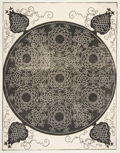 Den sjätte knuten. Interlaced Roundel med sju kransar, 1521 före. av Albrecht Dürer