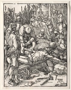 Den lilla passionen: Kristus som spikas på korset av Albrecht Dürer