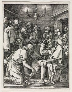 Den lilla passionen: Kristus tvättar St. Peters fötter. av Albrecht Dürer