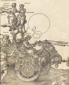 The Triumphal Chariot of Maximilian I The Great Triumphal Car [skylt 2 av 8], 1523 latinsk upplaga.. av Albrecht Dürer