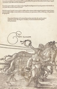The Triumphal Chariot of Maximilian I The Great Triumphal Car [skylt 3 av 8], 1523 Latin ed.. av Albrecht Dürer