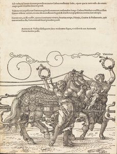 The Triumphal Chariot of Maximilian I The Great Triumphal Car [skylt 6 av 8], 1523 latinsk upplaga.. av Albrecht Dürer