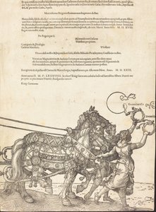 The Triumphal Chariot of Maximilian I The Great Triumphal Car [skylt 8 av 8], 1523 latinsk upplaga.. av Albrecht Dürer