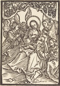 Jungfrun vårdar Kristusbarnet med fyra änglar av Albrecht Dürer