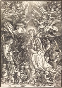 Jungfrun omgiven av många änglar av Albrecht Dürer