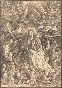Jungfrun omgiven av många änglar av Albrecht Dürer