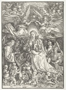 Jungfrun omgiven av många änglar av Albrecht Dürer