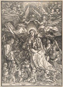 Jungfru Maria omgiven av många änglar av Albrecht Dürer