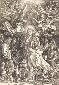 Jungfrun omgiven av många änglar, 1518. av Albrecht Dürer