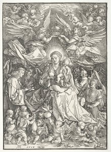 Jungfrun omgiven av många änglar, 1518. av Albrecht Dürer