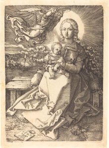 Jungfrun och barnet krönt av en ängel av Albrecht Dürer