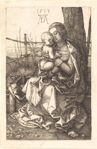 Jungfrun och barnet sitter vid ett träd av Albrecht Dürer