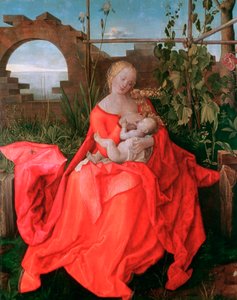 Jungfrun och barnet, Madonnan med iris, 1500-1510 av Albrecht Dürer