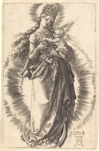 Jungfrun och barnet på en halvmåne med en stjärnklar krona av Albrecht Dürer