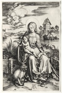 Jungfrun och barnet med en apa av Albrecht Dürer