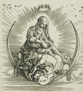 Jungfrun på halvmånen, från The Life of the Virgin av Albrecht Dürer