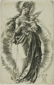 Jungfrun på halvmånen med en krona av stjärnor av Albrecht Dürer
