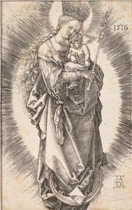 Jungfrun med en krona av stjärnor och en spira, 1516. av Albrecht Dürer