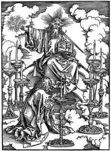 Visionen om de sju ljusstakarna från apokalypsen, 1498, 1936 av Albrecht Dürer