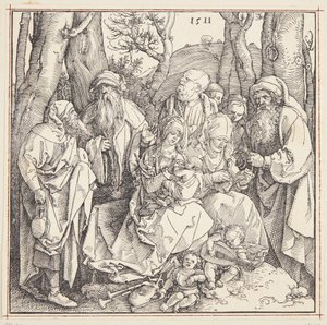 Det heliga släktskapet med änglar av Albrecht Dürer