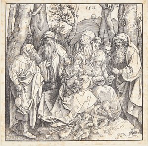 Det heliga släktskapet med änglar av Albrecht Dürer