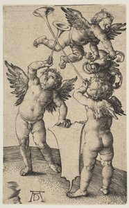 Tre Putti med trumpeter, ca. 1500. av Albrecht Dürer