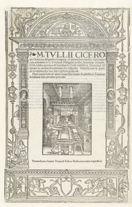 Titelsidan för Ciceros Orationes med Jodocus Badius tryckares märke, 1520. av Albrecht Dürer