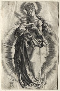 Jungfru på en halvmåne med en stjärnkrona av Albrecht Dürer