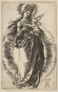 Jungfru på en halvmåne med en stjärnklar krona, 1508. av Albrecht Dürer