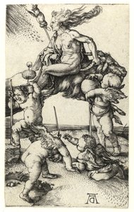 Häxa som rider baklänges på en get, c.1505 av Albrecht Dürer