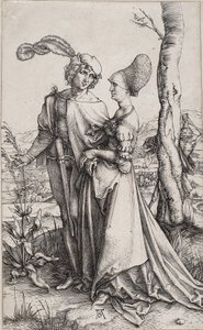 Ungt par hotas av döden Promenade av Albrecht Dürer
