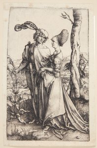 Ungt par hotas av livet av Albrecht Dürer