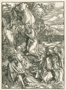 Plågorna i trädgården - Kristus på Olivberget, ca 1496-97 (träsnitt) av Albrecht Dürer or Duerer