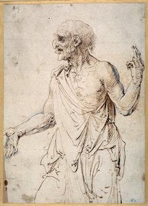 En gammal man gestikulerar (penna och bläck på papper) av Albrecht Dürer