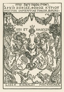 Willibald Pirckheimers exlibris, ca 1502 (träsnitt) av Albrecht Dürer or Duerer