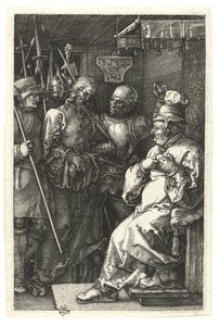 Kristus före Kaifas. 1512 (Buringravyr på koppar) av Albrecht Dürer