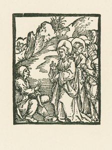 Kristus botar en spetälsk av Albrecht Dürer or Duerer