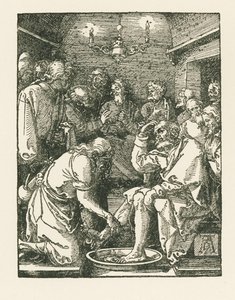 Kristus tvättar Petrus fötter, ca 1508-08 (träsnitt) av Albrecht Dürer or Duerer