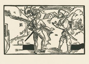 Clinia och Syrus, ca 1492-93 (träsnitt) av Albrecht Dürer or Duerer