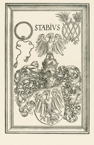 Johannes Stabius vapensköld, ca 1514 (träsnitt) av Albrecht Dürer or Duerer