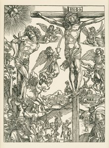 Korsfästelse (Det stora Golgata), ca 1496-00 (träsnitt) av Albrecht Dürer or Duerer