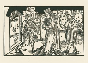Davus, Simo och Chremes, ca 1492-93 (träsnitt) av Albrecht Dürer or Duerer